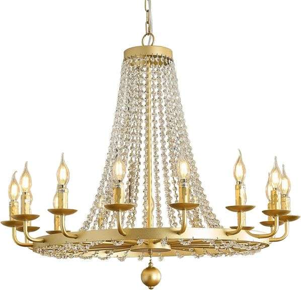 Gold Round Modern Crystal Chandelier, 33in image