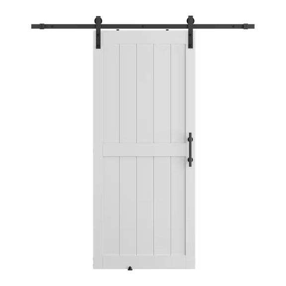 2-4"x 80" 2-Panel Plank White Sliding Barn Door image