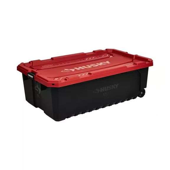Husky 57 Gal. Pro Grip Storage Tote with Wheels image