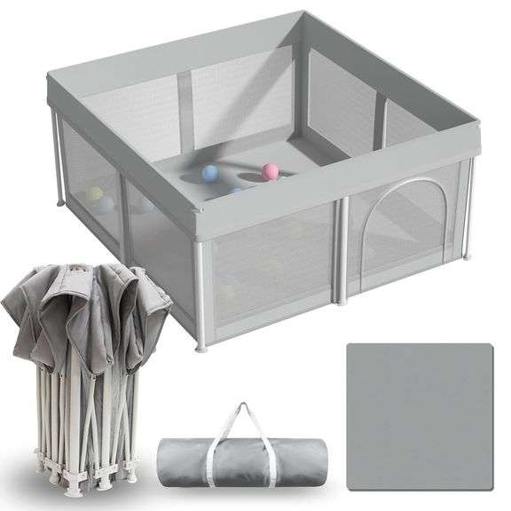 50"x50" Foldable Baby Playpen, Portable, Grey image