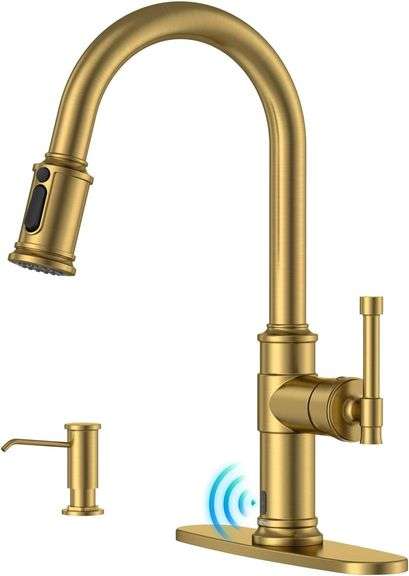 DAYONE Touchless Brushed Gold Kitchen Faucet image