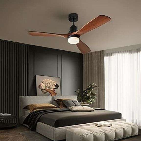 60" Ceiling Fan with Remote, Walnut Blades image
