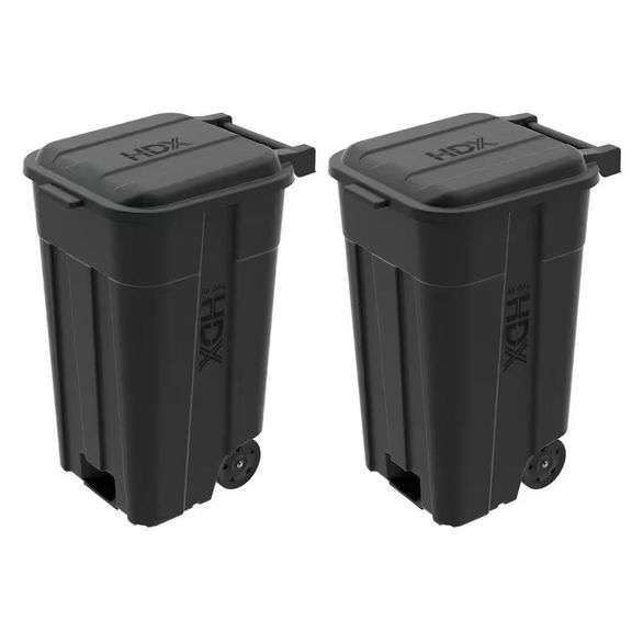 45 Gal. Black Outdoor Trash Can (2-Pack) image