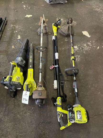 (2) Weed Whips, Extension Saw, (2) Blowers image