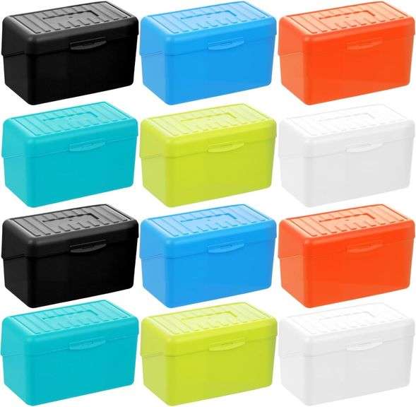 Index Card Box 3x5 Holder (12 Pack, 6 Colors) image