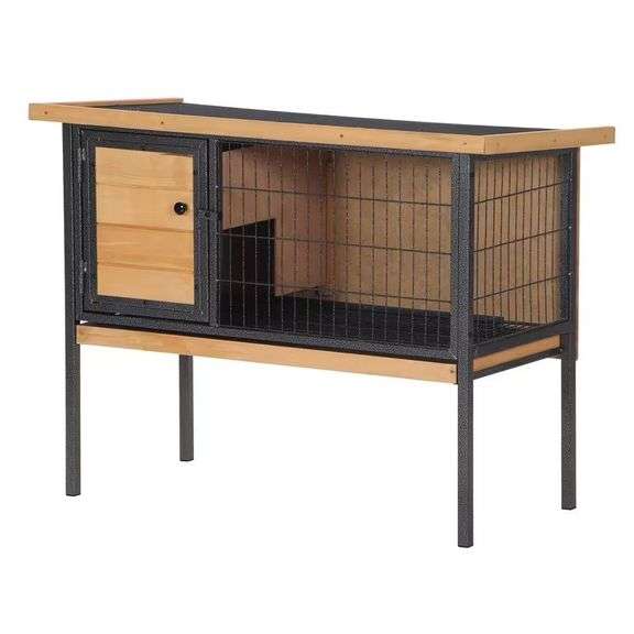 Rabbit Hutch, Metal Frame, No Leak Tray, Wire Pan image