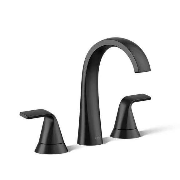 Cursiva 8 in. Widespread Bathroom Faucet Black image