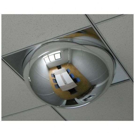 Dome Safety Mirror: Indoor, 350 ft Viewing Dist. image