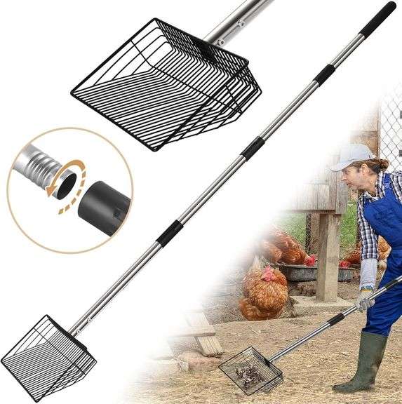 10inch Metal Chicken Poop Scooper, 24 to 68" Long image