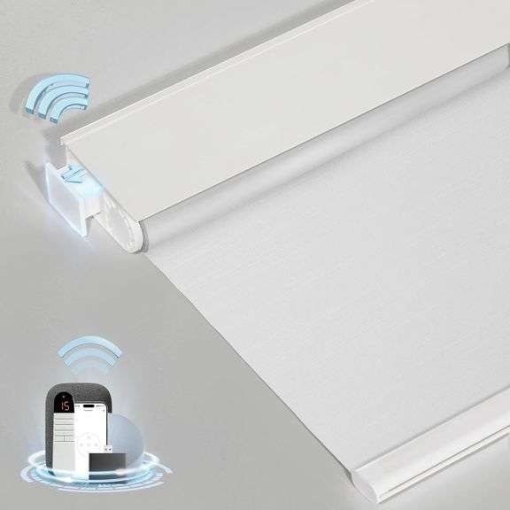 Smart Motorized Blinds, 35 x 72", White. image