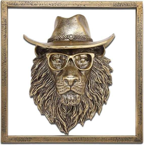Resin Animal Head Wall Sculpture - Lion Decor image