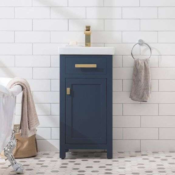 MIA 18 in. Bath Vanity Blue with White Basin image