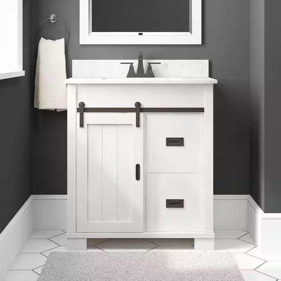 Brindley 30"x20"x35" Single Sink Vanity, White image