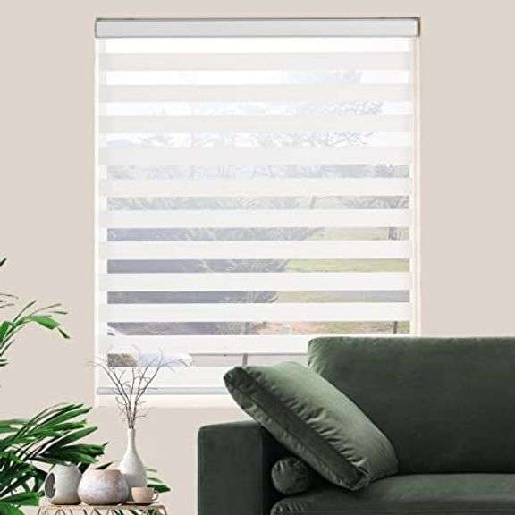 Zebra Roller Shades, Dual Layer, 22"x72", White image