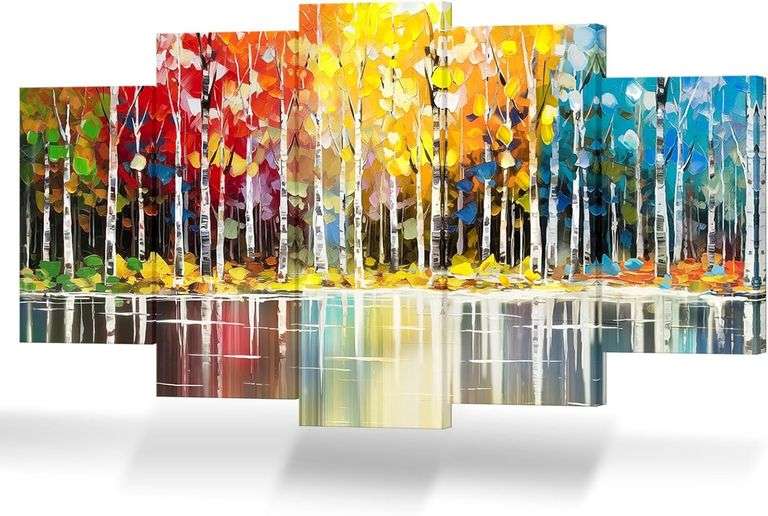 Colorful Forest Painting, Tree of Life, 32"x60" image