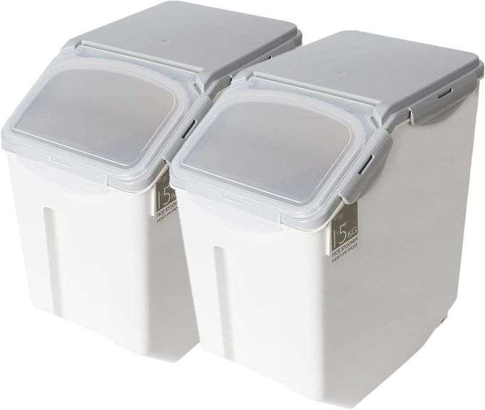 2-Pack 15L Rice Storage Bins w/ Lid & Wheels image