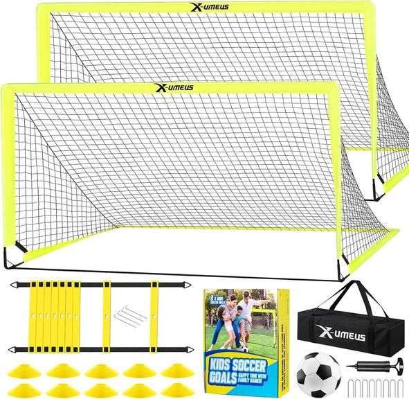 Kids Soccer Goals for Backyard Set of 2, 6x4 ft image
