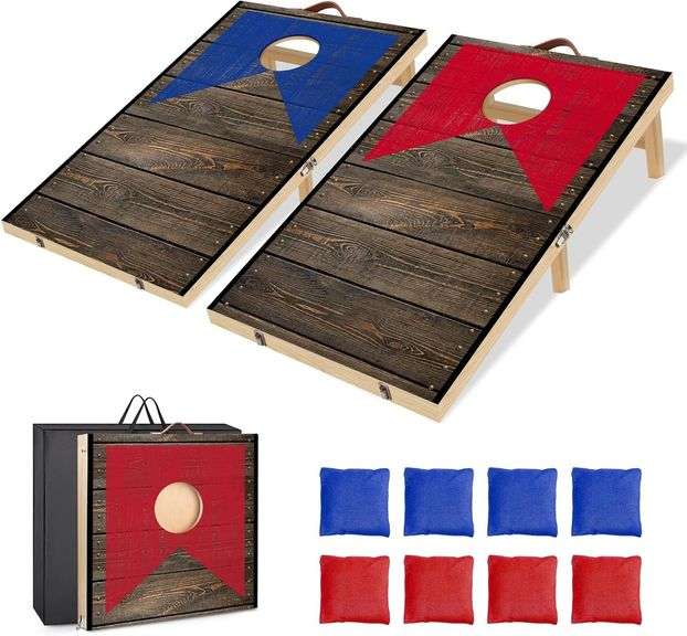 Woden Cornhole Set w/ Bags, 4x2 or 3x2 2x1.3 ft image