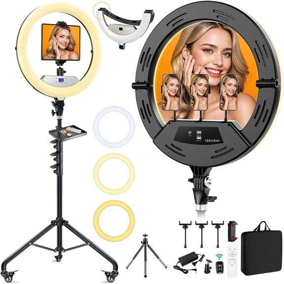 22" Ring Light w/ Stand & 75" Tripod for Video image