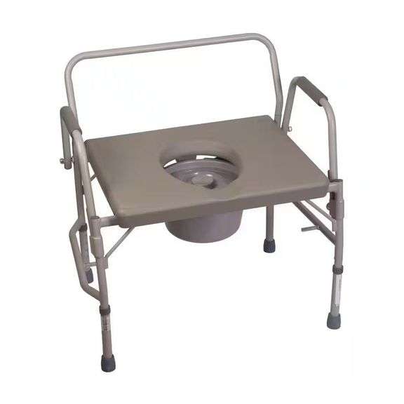 Extra-Wide Heavy-Duty Drop-Arm Commode in Steel image