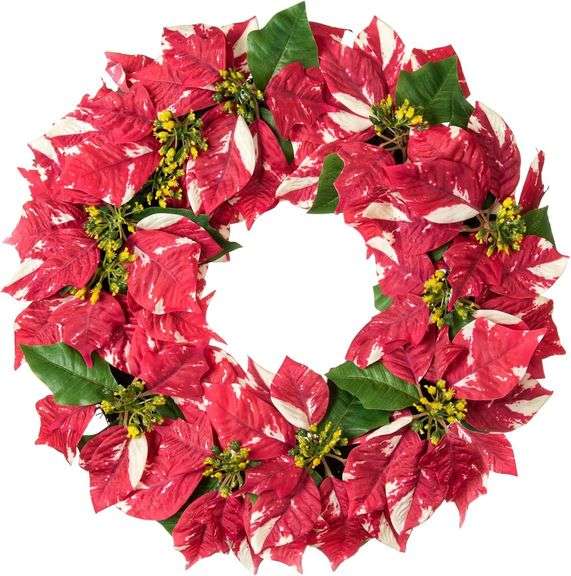 19-Inch Christmas Silk Poinsettia Wreath image