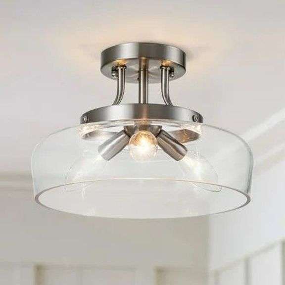 C Cattleya 3-Light Satin Nickel Semi Flush Mount image
