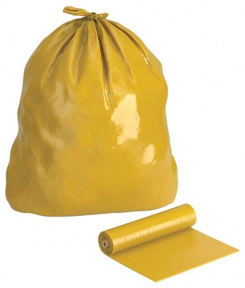 GRAINGER Trash Bags: 55 gal, 36"x63", Yellow image