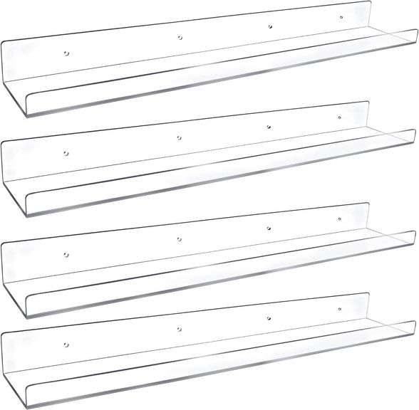 4 Pack 24-Inch Clear Acrylic Floating Shelves image