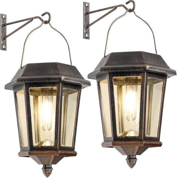 2 Pack Solar Lights, Metal Glass Solar Lanterns image