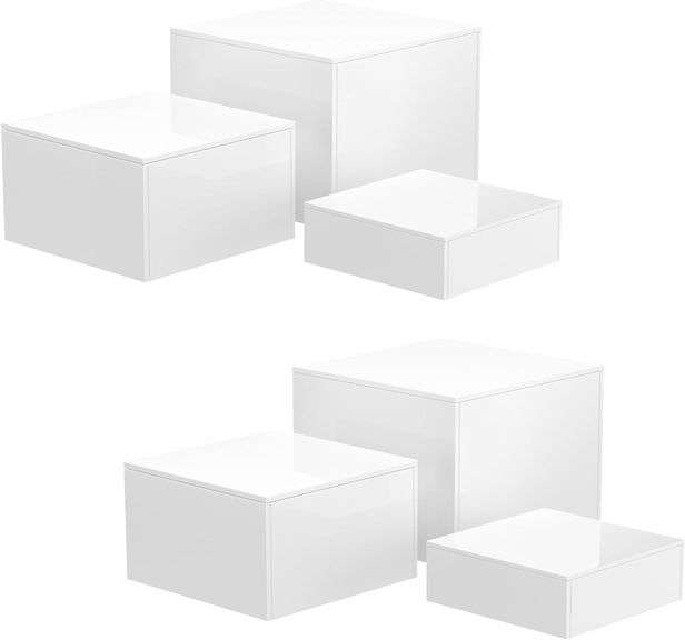 NIUBEE Buffet Risers Acrylic 6PCS - 6"x7"x8" White image
