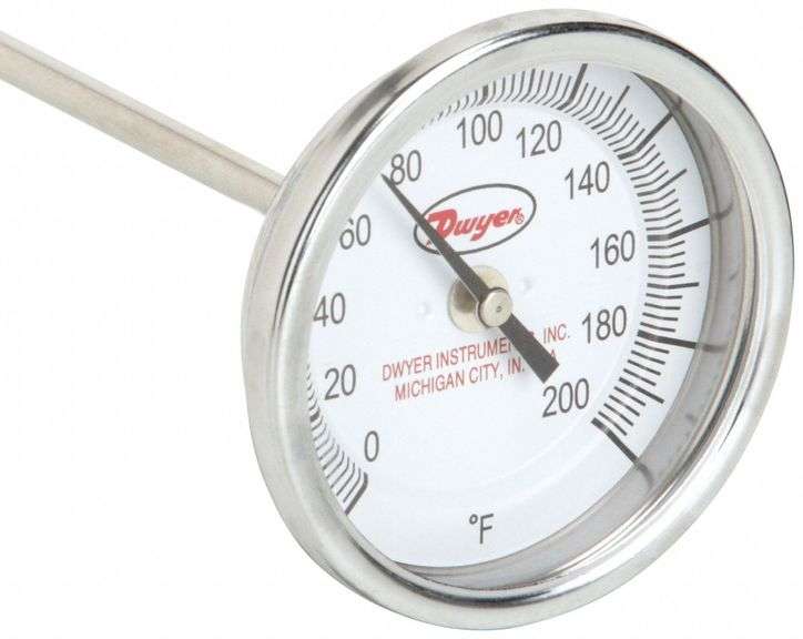 Dial Thermometer, 0  to 200 F, 48 in Stem Lg image