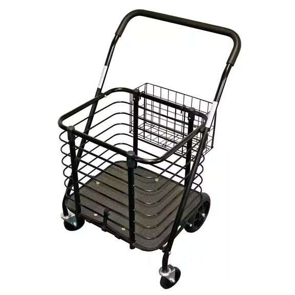 Steel Shopping Cart with Basket in Black image