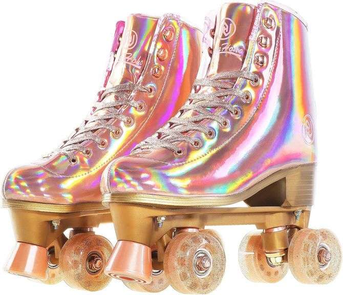 JajaHoho Roller Skates, Holographic High Top, Pink image