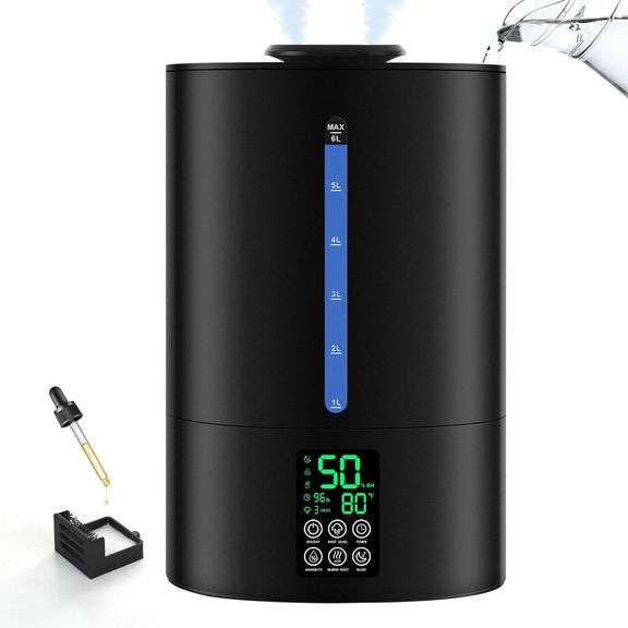 6L Humidifier, Cool and Warm Mist, Quiet - Black image