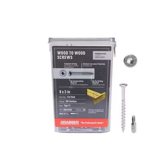 #8 x 2 in. Star Drive Stainless Wood Screws image
