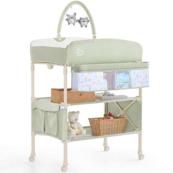 Portable Baby Changing Table, Foldable, Green image