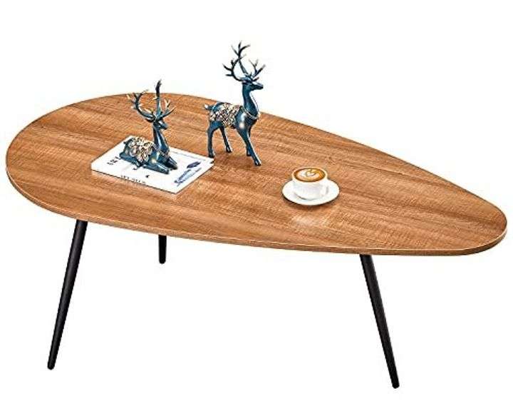 SAYGOER Small Rustic Oval Accent Table, Walnut Oak image