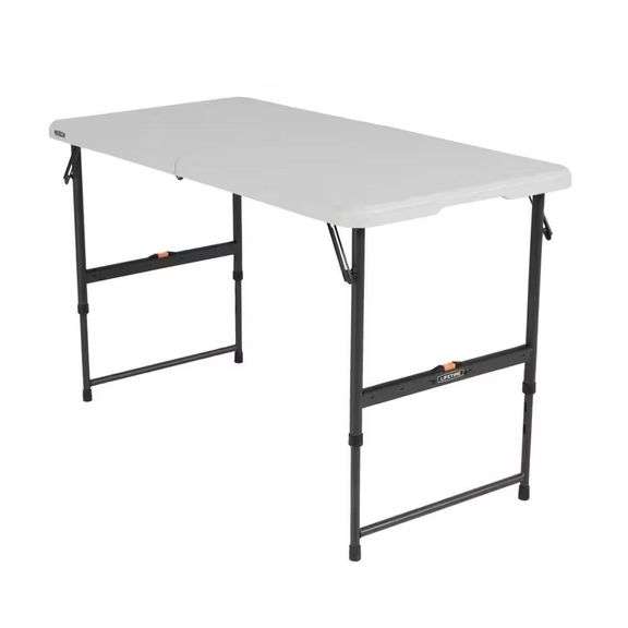 Lifetime 4ft Adjustable Height Resin Table; Almond image