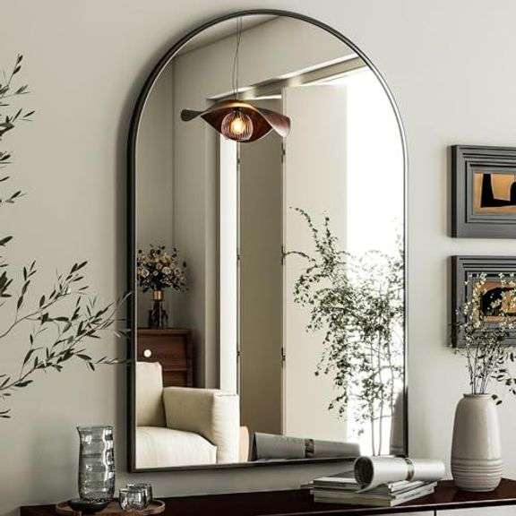 HARRITPURE Arched Wall Mirror 24"x36"   Black image