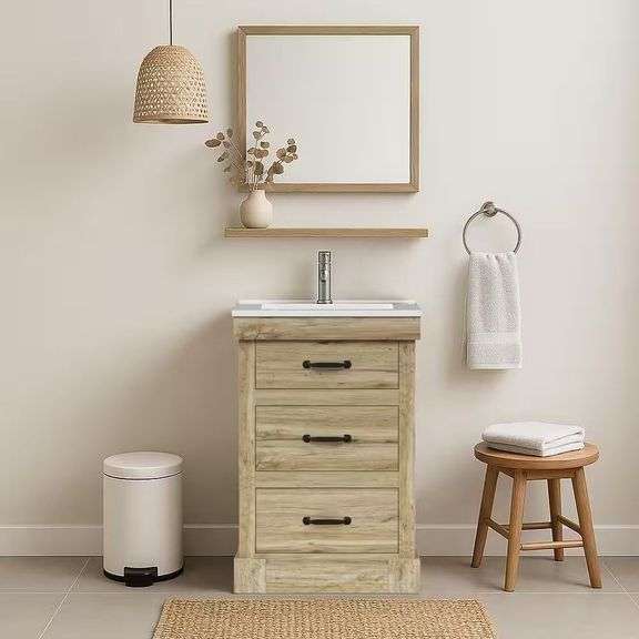 Donovan 24.02 in. Light Oak Bath Vanity with Top image