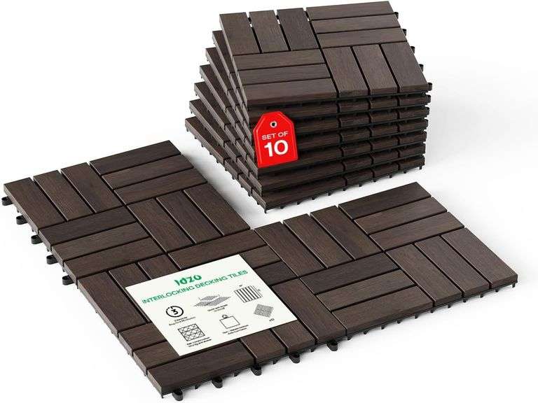 Idzo Deck Tiles - Acacia Wood, 12 x 12 x 0.9 Inch image