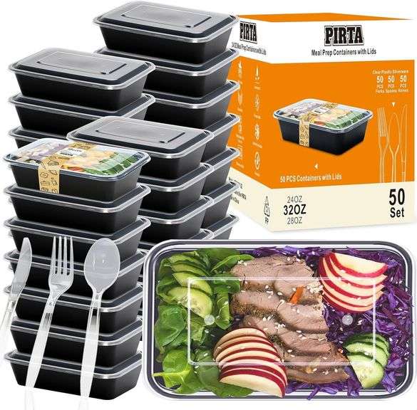 PIRTA 32 oz Meal Prep Containers, 50 Pack image