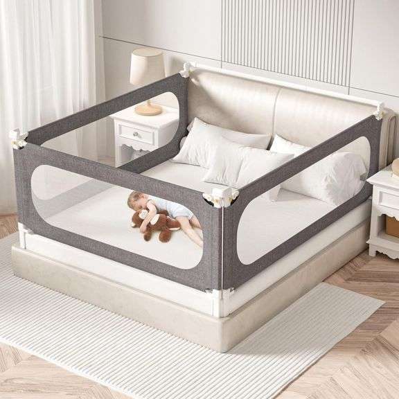 3-Piece Queen Bed Rails for Toddlers - Adjustable image