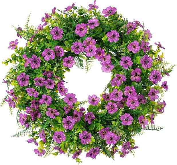 Artificial Daisy Wreath, 20 Inch (Purple) image