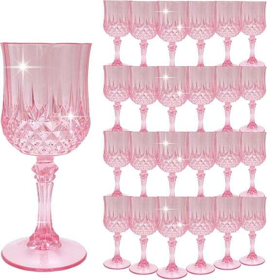 Plastic Wine Glasses, Vintage Pink (24) image