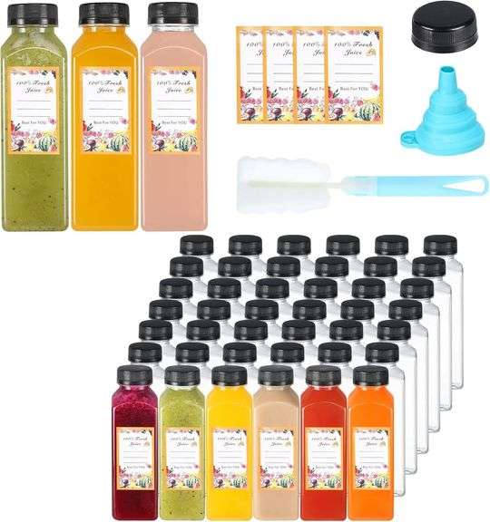 45Pcs 12oz Plastic Juice Bottles with Caps image
