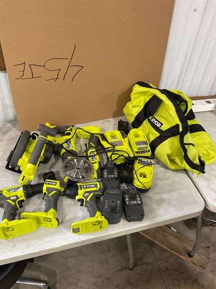 Bag of Ryobi Tools and Batteries image