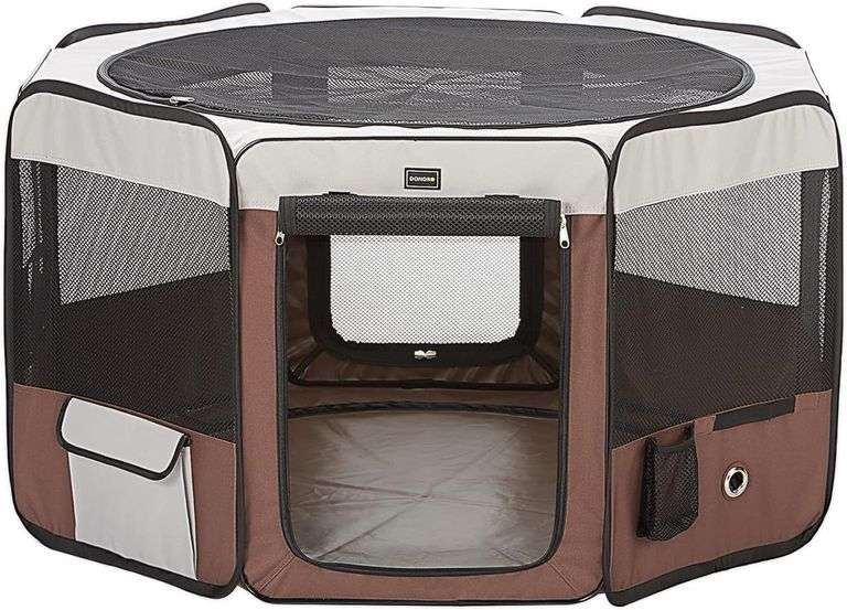 DONORO Portable Pet Play Pen, 55"x55"x30" image