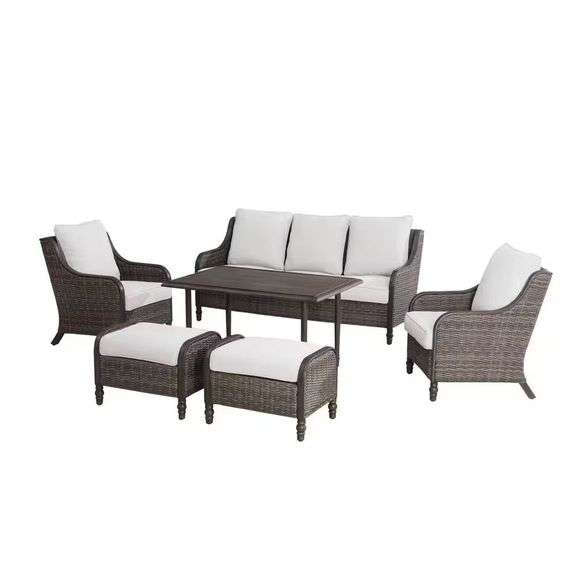 Windsor 6-Piece Wicker Patio Set with Tan Cushions image