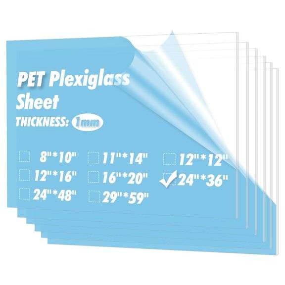 Art3d 5-Pack 24 36" Clear Plexiglass Sheets image